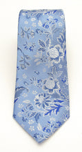 Sky Blue Large Floral Red Label Silk Tie by Van Buck