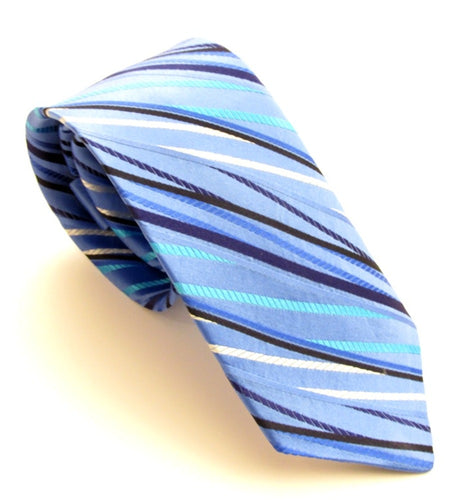 Limited Edition Sky Blue Striped Silk Tie by Van Buck