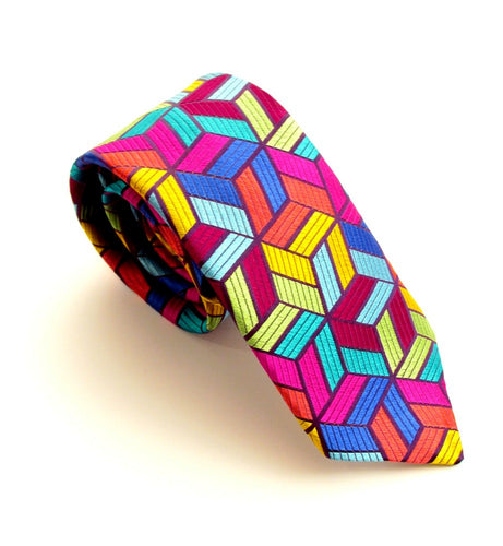 Limited Edition Multicoloured 3D Box Silk Tie by Van Buck