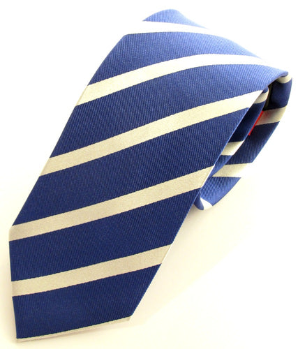 Striped Royal With White Silk Tie