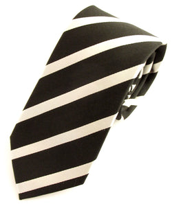 Striped Black With White Silk Tie