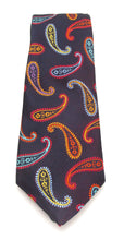 Limited Edition Navy Silk Tie with Multicoloured Paisleys by Van Buck