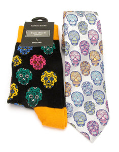 Van Buck Limited Edition Skull Silk Tie & Socks Gift Set 
