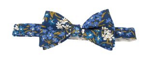 Sea Blossom Blue Bow Tie Made with Liberty Fabric