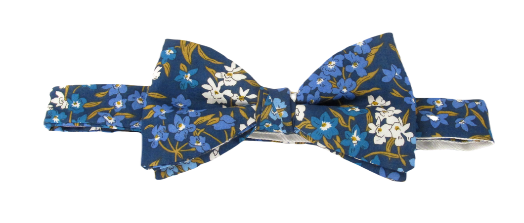 Sea Blossom Blue Bow Tie Made with Liberty Fabric