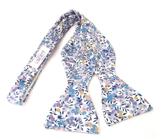Wiltshire Bud Blue Self Tie Bow Tie Made with Liberty Fabric
