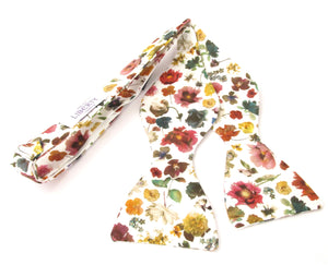 Floral Edit Ivory Self Tie Bow Tie Made with Liberty Fabric