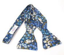 Sea Blossom Blue Self Tie Bow Tie Made with Liberty Fabric