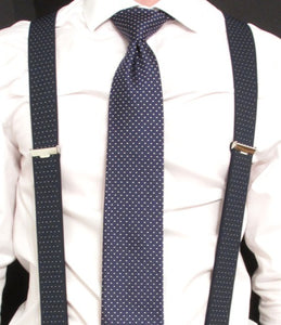 Navy With White Dot Trouser Braces