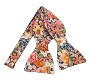 Curious Land Pink Self Tie Bow Tie Made with Liberty Fabric
