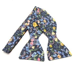 Aurora Navy Self Tie Bow Tie Made with Liberty Fabric