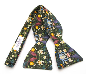 Forbidden Fruit Green Self Tie Bow Tie Made with Liberty Fabric