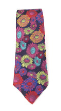 Limited Edition Multicoloured Red Painted Flower Silk Tie by Van Buck