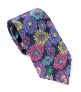 Limited Edition Lilac Painted Flower Silk Tie by Van Buck