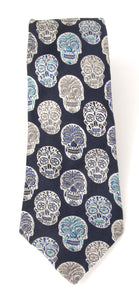 Limited Edition Navy & White Skull Silk Tie