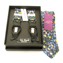 Aurora Navy Tie & Trouser Braces Set Made with Liberty Fabric
