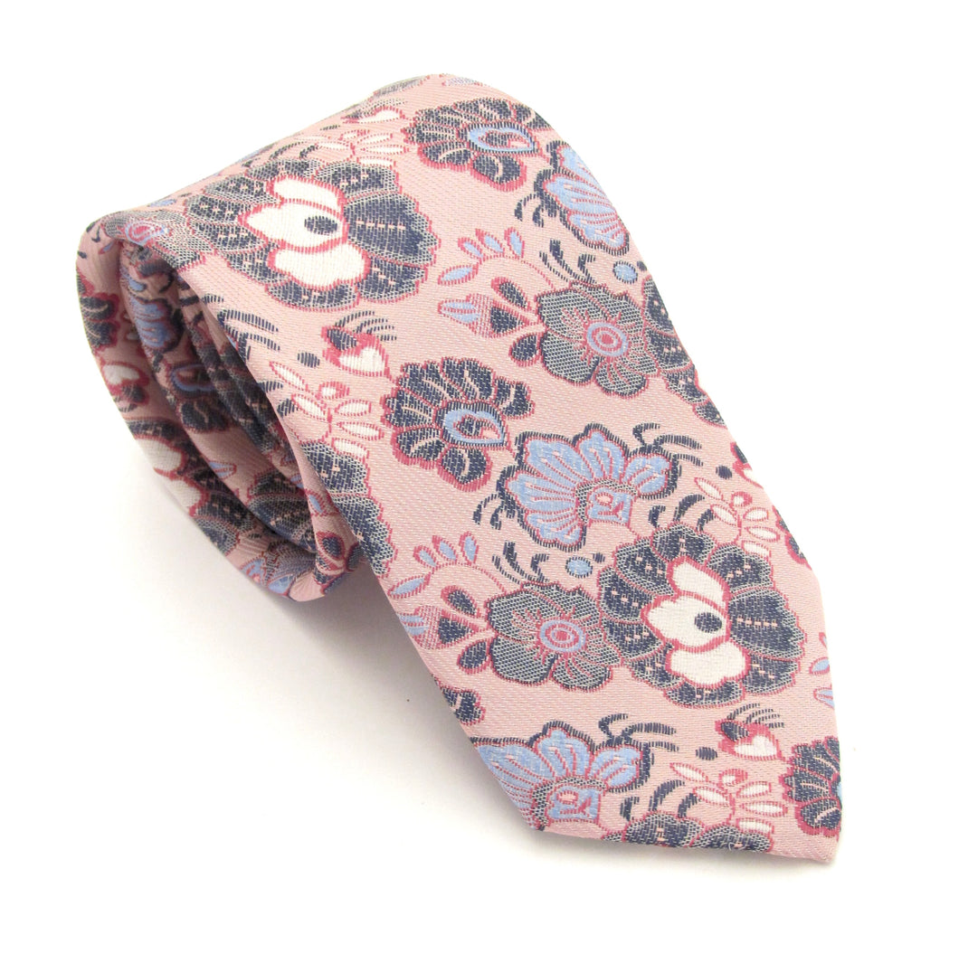 Pink Abstract Floral Tie by Van Buck