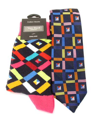 Van Buck Limited Edition Geometric Silk Tie & Socks Gift Set