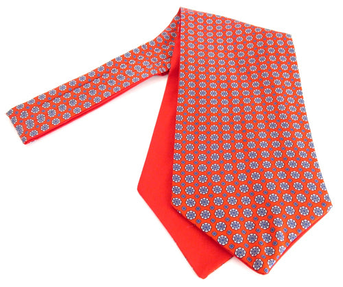 Bright Red Medallions Fancy Silk Cravat by Van Buck