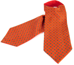 Red Neat Teardrop Paisley Fancy Silk Cravat by Van Buck