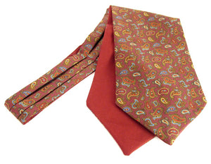 Burgundy Small Paisley Fancy Silk Cravat by Van Buck