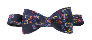 Limited Edition Navy Floral Vine Silk Bow Tie by Van Buck