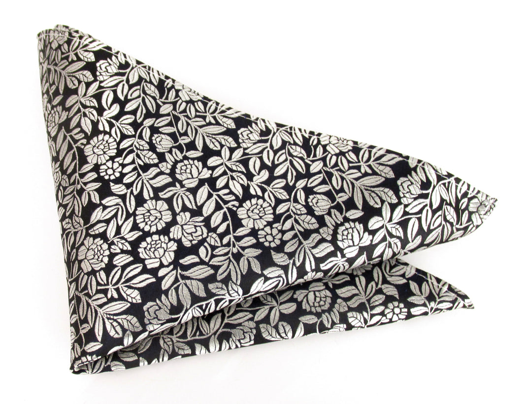 Silver Leaf Silk Pocket Square by Van Buck