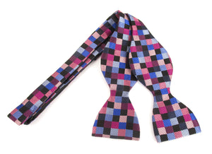 Pink Block Self-Tied Silk Bow Tie by Van Buck