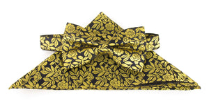Gold Leaf Silk Bow Tie & Pocket Square Set Tie by Van Buck