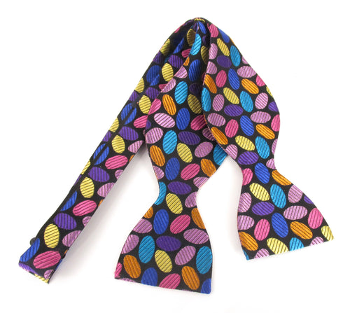 Multicoloured Ovals Self-Tied Silk Bow Tie by Van Buck