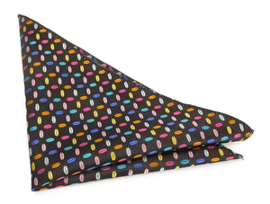 Multicoloured Geometric Silk Pocket Square by Van Buck