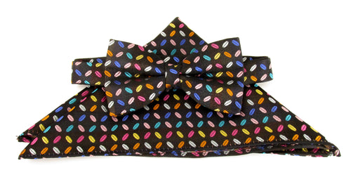 Multicoloured Geometric Silk Bow Tie & Pocket Square Set Tie by Van Buck