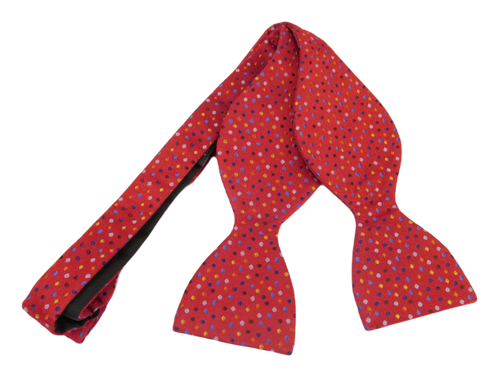Multicoloured Red Dot Self-Tied Silk Bow Tie by Van Buck