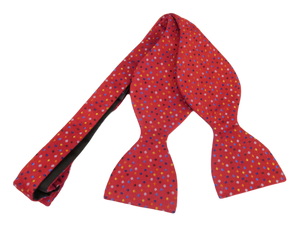 Multicoloured Red Dot Self-Tied Silk Bow Tie by Van Buck