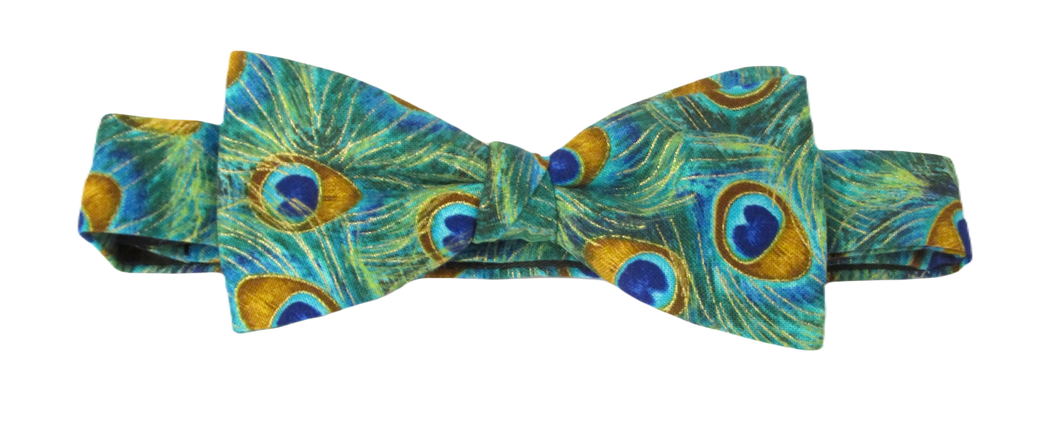 Peacock Feathers Print Bow Tie by Van Buck