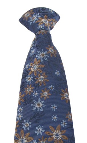 Navy Blue Flower Clip on Tie by Van Buck