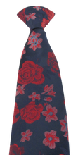 Navy Red Flower Clip On Tie by Van Buck