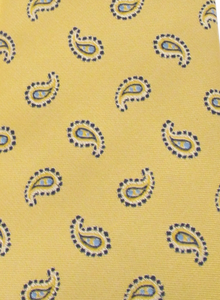 Yellow Teardrop Paisley Clip On Tie by Van Buck