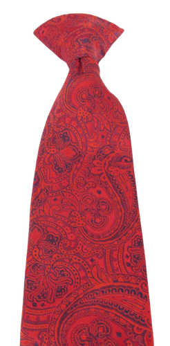Red Detailed Paisley Clip On Tie by Van Buck