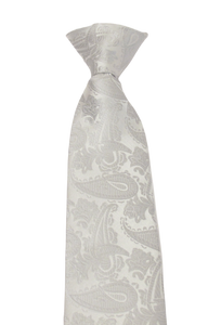 Silver Paisley Clip on Tie by Van Buck