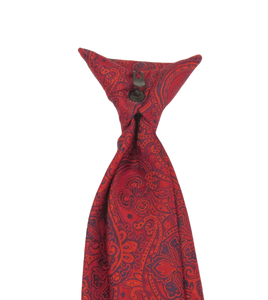 Red Detailed Paisley Clip On Tie by Van Buck