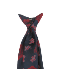 Navy & Red Flower Clip On Tie by Van Buck