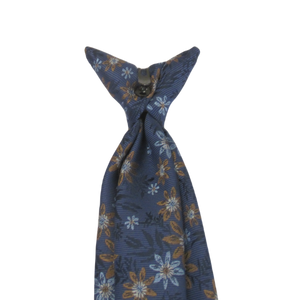 Navy & Blue Flower Clip on Tie by Van Buck
