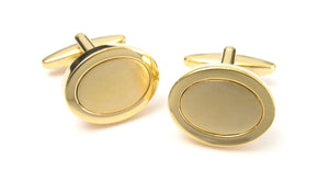 Gold Brushed Oval Cufflinks by Van Buck