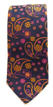 Orange & Pink Floral Paisley Silk Tie by Van Buck
