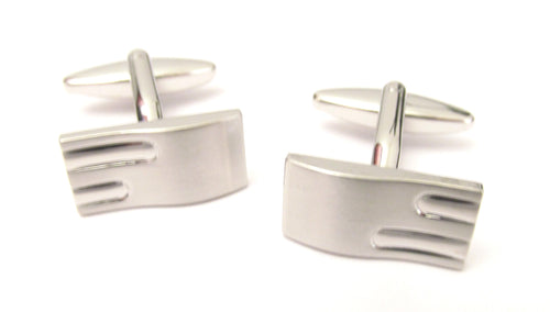 Silver Brushed Arched Cufflinks by Van Buck