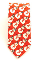 Red Snowman Cotton Christmas Tie by Van Buck - Front