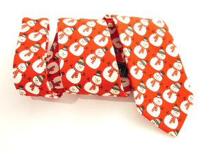 Red Snowman Cotton Christmas Tie by Van Buck - Zig Zag