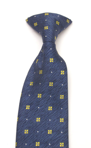 Navy & Gold Square Clip On Tie by Van Buck