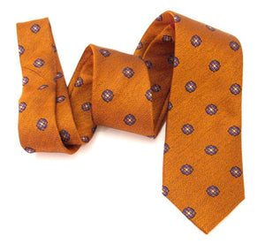 Orange Medallion Silk Tie by Van Buck